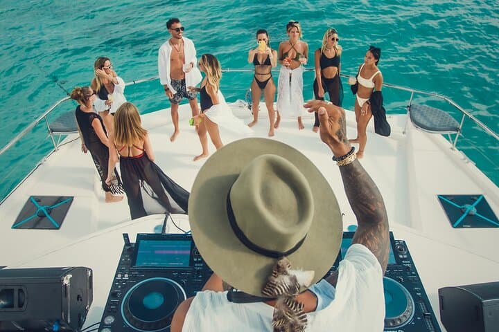 Sunset DJ Yacht Cruise on a 51' Leopard in Cancun — Private All-Inclusive Party to Isla Mujeres