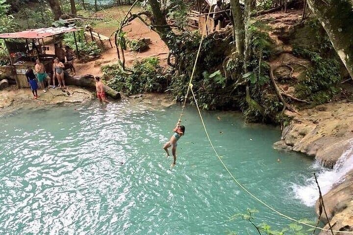Blue Hole & Dunn's River Falls Combo: Cliff Jumps, Rope Swings and Waterfall Climbs Near Ocho Rios photo 2