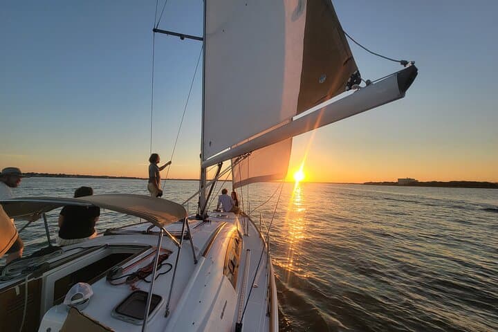 Sunset Sail on the Mystique: Private Dolphin & Charleston Harbor History Cruise