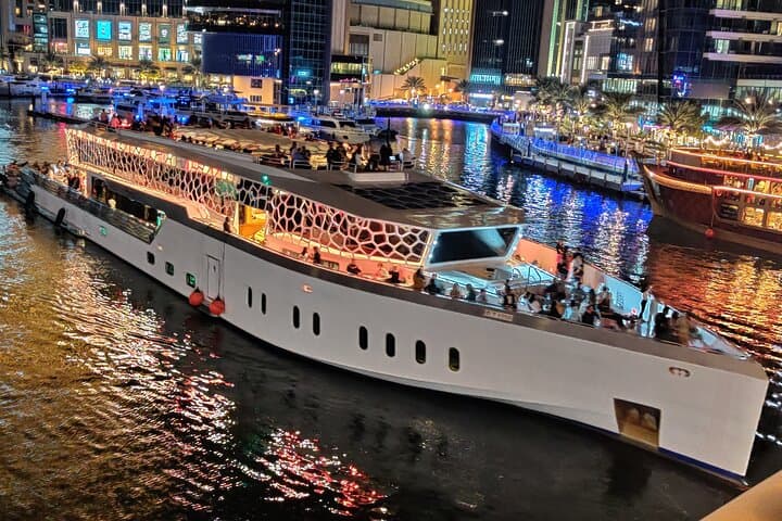 Dubai Mega Yacht Dinner Cruise: Marina Skyline & Live Entertainment