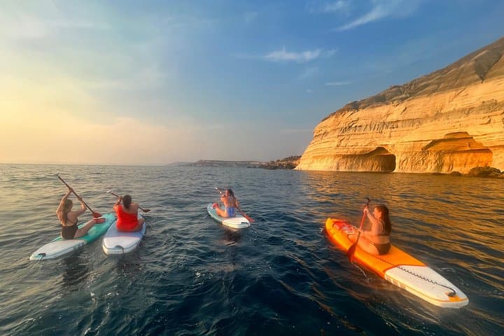 SUP Sunset Paddling to Ta Marija Caves — Gnejna Bay Evening Tour photo 2