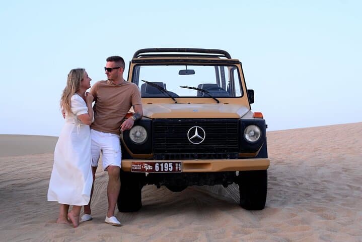 Private Morning Desert Safari in a Vintage Mercedes G-Class at Al Marmoom Oasis