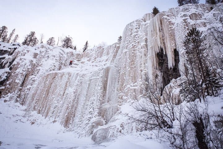 Korouoma Frozen Waterfalls Day Tour: Ice Walk, Traditional Sauna & Lappish Dinner