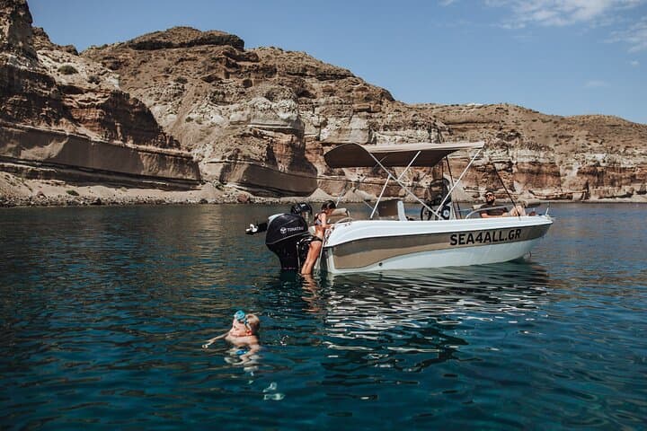 Santorini Rent a Boat Without License: Explore Caldera Coves, Hot Springs & Thirasia photo 2