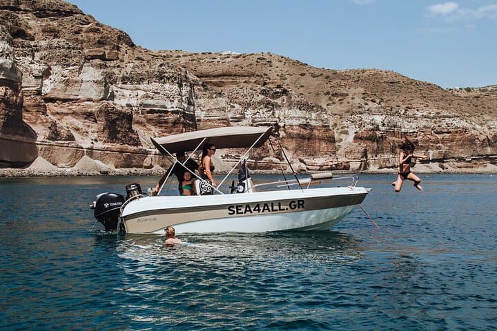 Santorini Rent a Boat Without License: Explore Caldera Coves, Hot Springs & Thirasia photo 1