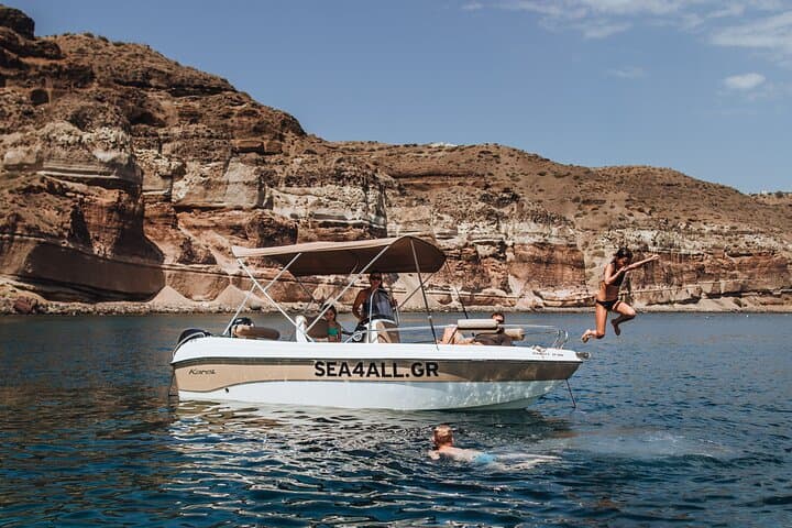 Santorini Rent a Boat Without License: Explore Caldera Coves, Hot Springs & Thirasia photo 3