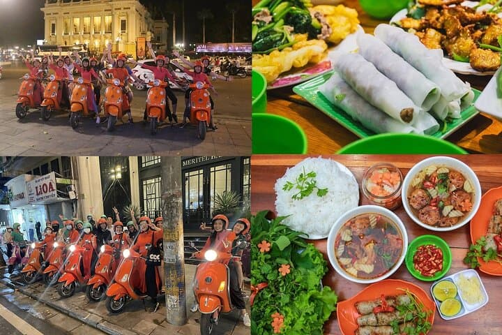 Hanoi Night Vespa Food Tour with Female Ao Dai Riders and Train Street photo 5