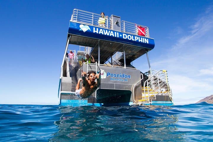 Swim with Wild Dolphins & Snorkel Makaha: Oahu Catamaran with Waterslide and Lunch photo 4