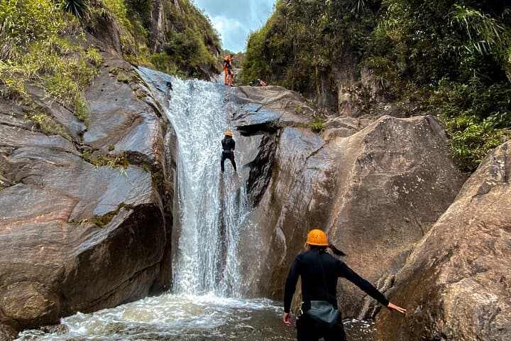 Canyoning Chamana Waterfall: 35m Rappels & Natural Toboggans near Baños photo 3
