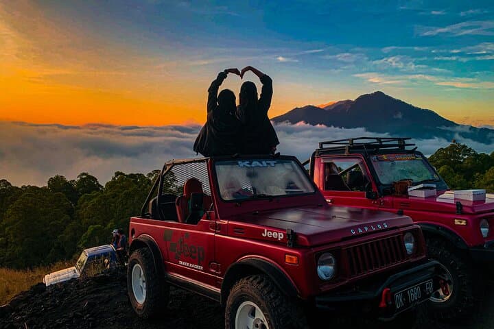Mount Batur Sunrise Jeep Tour: Jeep Sunrise Over Black Lava Fields