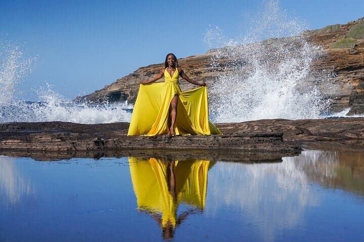Flying Dress Photoshoot at Kealia Beach, Kauai — Beach Portrait Session & Dress Rental photo 2