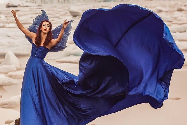 Flying Dress Photoshoot at Kealia Beach, Kauai — Beach Portrait Session & Dress Rental photo 4