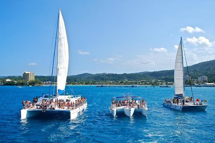 Catamaran Snorkel & Dunn's River Falls Party Cruise from Mahogany Beach