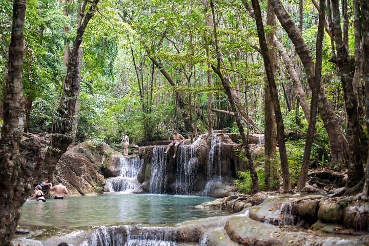Erawan Waterfalls & River Kwai Day Tour: History, Hiking, and Swimming from Bangkok