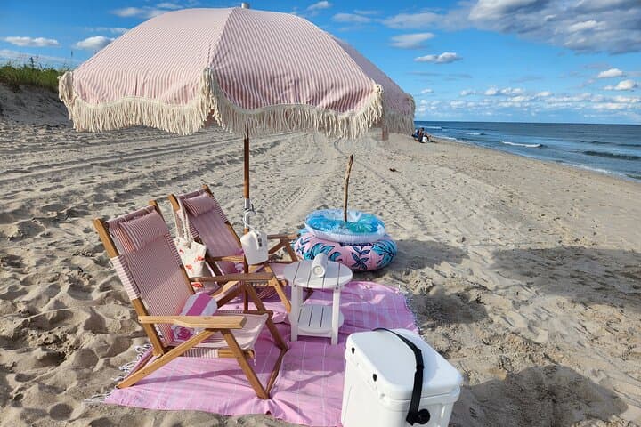 Stress-Free West Palm Beach Beach Setup: Umbrella, Chairs, Yeti Cooler & JBL Speaker