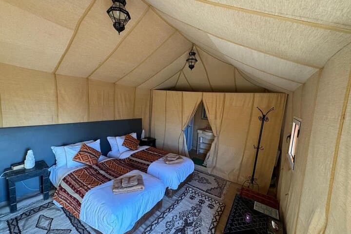 Overnight Luxury Camp in Merzouga: Camel Trek, Sandboarding & Sunrise
