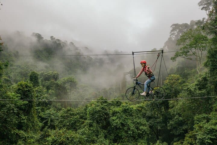 Vientiane Tree Top & Waterfall Canopy Walk: 1,000m Net Bridges and Water Park Excursion