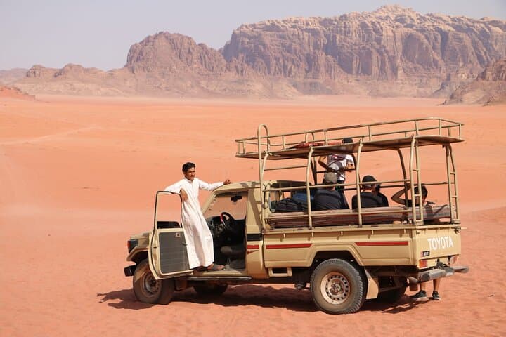 3-Hour Wadi Rum Jeep Tour with Bedouin Guide — Red Dunes & Rock Bridges