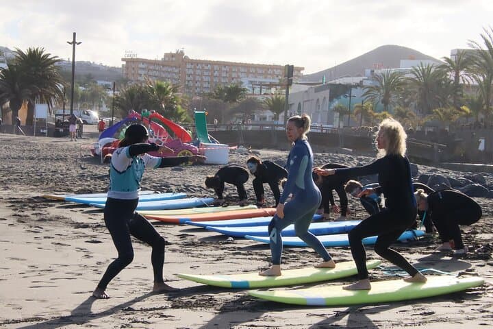Two-Hour Small-Group Surf Lesson at Playa de las Américas – Beginner-Friendly Waves