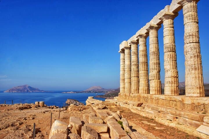Vouliagmeni Lake Swim to the Temple of Poseidon: Silver Mines & Sunset Tour from Athens