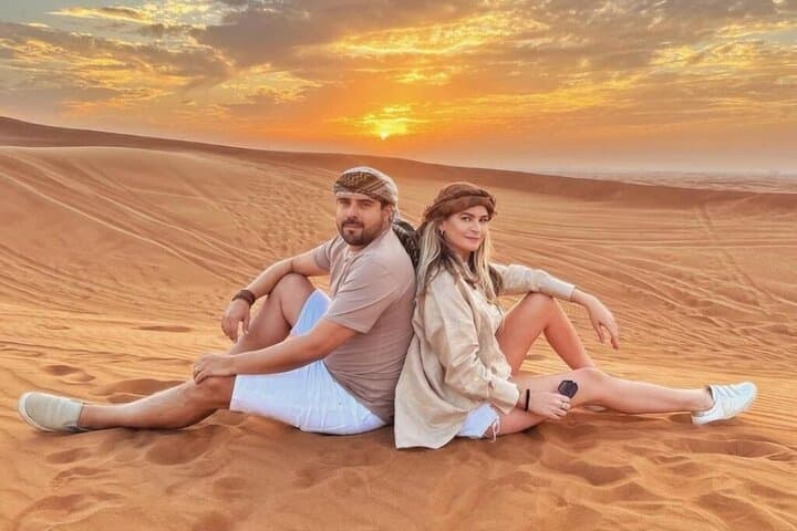 Private Evening Desert Safari Dubai — Camel Rides, Falcon Photos & Premium BBQ at Lahbab Dunes