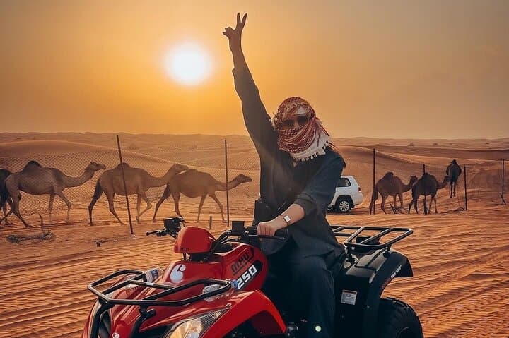 Dubai Morning Desert Safari & Quad Bike Adventure — Dune Bashing, Sandboarding & Camel Ride photo 6