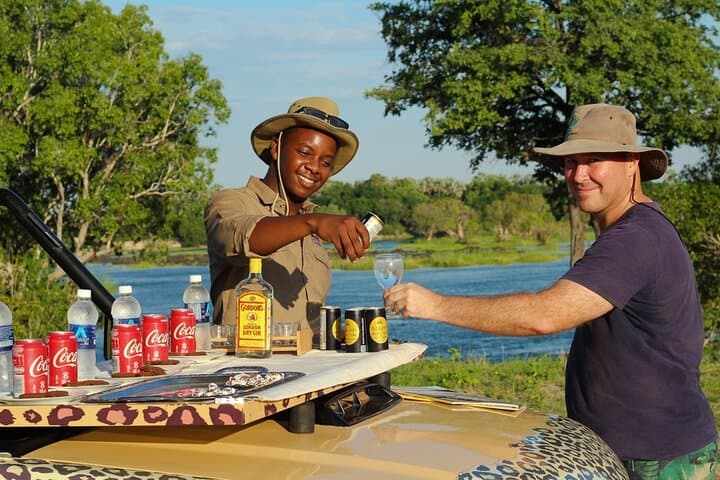 Wild Sips and Big Game: Prime Safari Drive near Victoria Falls