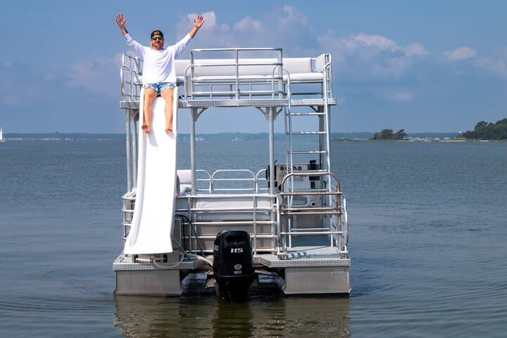 4-Hour Party Pontoon Rental in Chincoteague Island — Double‑Deck Boat with Slide photo 2