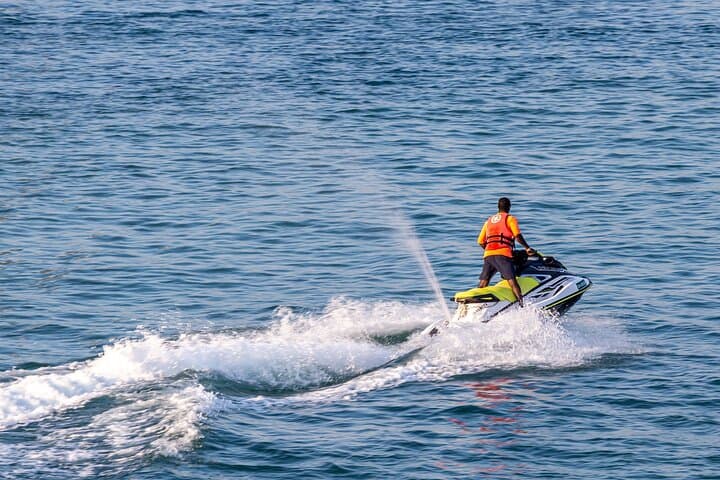 Perivolos Beach Jet Ski Rental: 20-Minute Yamaha Ride on Santorini’s Black Sand Coast