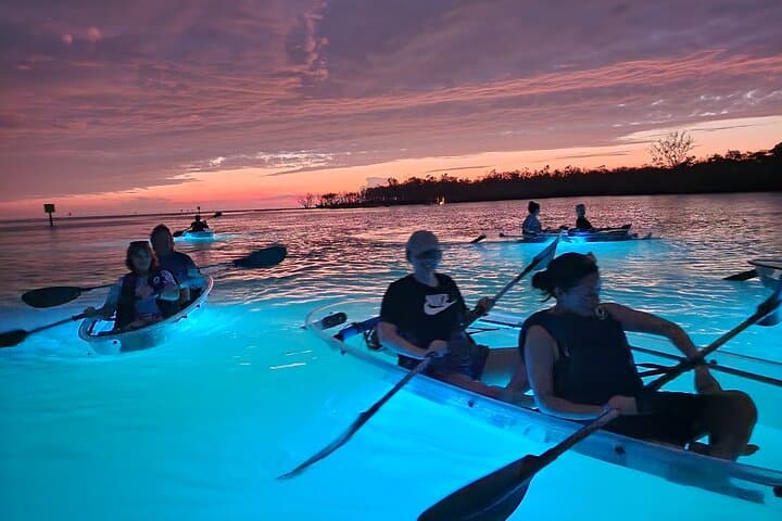Sunset Glow Clear Kayak Tour at Wiggins Pass — Paddle Barefoot Beach at Dusk