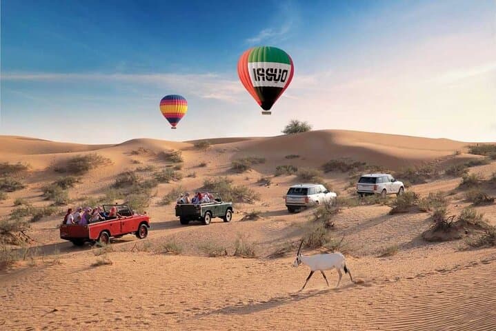 Dubai Desert Hot Air Balloon with Camel & Vintage Car Experience photo 2