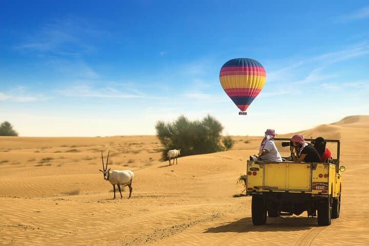 Dubai Desert Hot Air Balloon with Camel & Vintage Car Experience photo 3