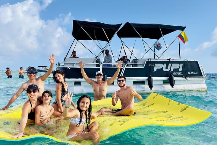 Private Pontoon Tour in San Andrés — Swim, Snorkel & Floating Bar Experience
