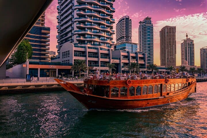 Dubai After Dark: Sunset Dhow Cruise, Souk Strolls & Burj Khalifa Views