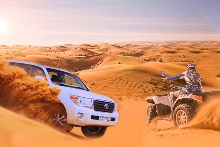Evening Dubai Desert Safari with Dune Bashing, Camel Rides & BBQ Dinner