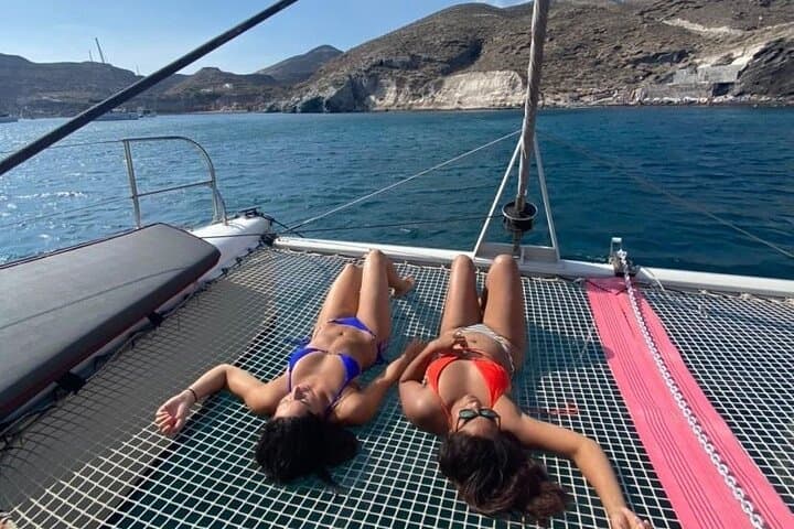 Private Santorini Catamaran Cruise: 5-Hour Caldera Sailing & Hot Springs