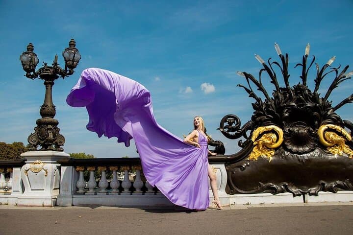 Flying Dress Photoshoot by the Eiffel Tower: Private Session at Bir Hakeim photo 5