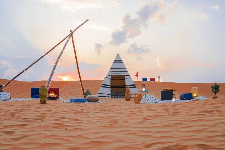 Modern Overnight Desert Camping Near Dubai: Sunset-to-Sunrise Dune Experience