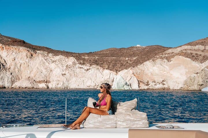 Luxury Santorini Sunset Cruise: BBQ Dinner, Open Bar & Caldera Hot Springs photo 6