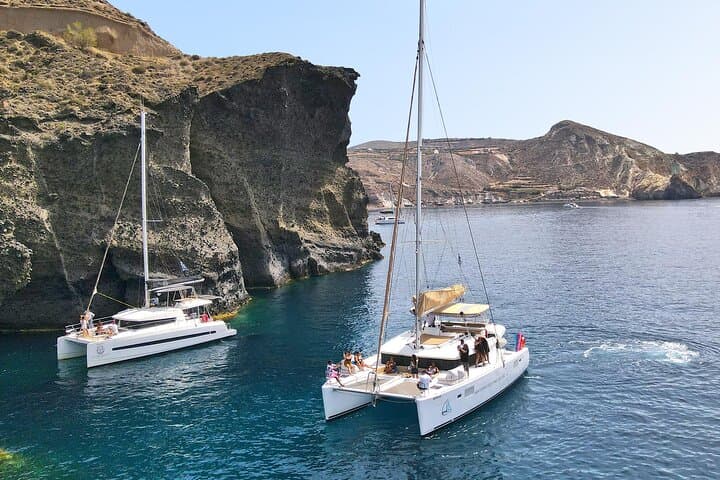 Santorini Catamaran Cruise to Caldera Hot Springs, Red Beach & Mesa Pigadia photo 1