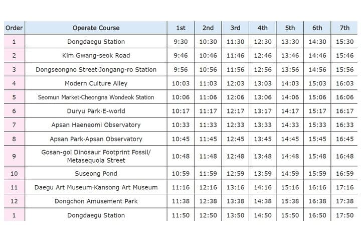 Daegu Hop-On Hop-Off Bus Tour — One-Day Sightseeing Ticket for Main City Sights photo 2