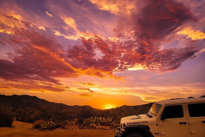 Offroad Sonoran Desert Jeep Adventure and Sunset near Phoenix