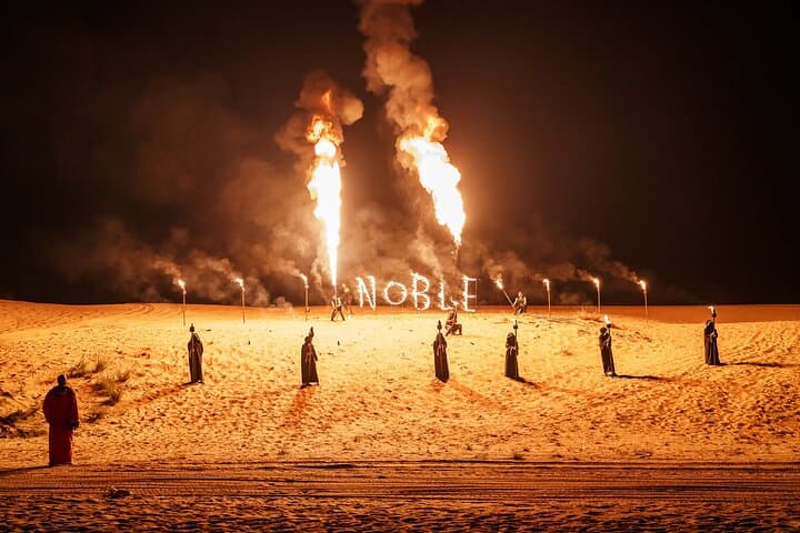 Dubai Evening Desert Safari: BBQ Dinner, Dune Bashing & Noble Camp Experience
