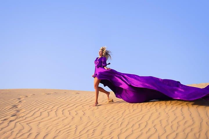 Flying Dress Photoshoot in Dubai Desert Dunes — Lahbab Red Sand Experience photo 1