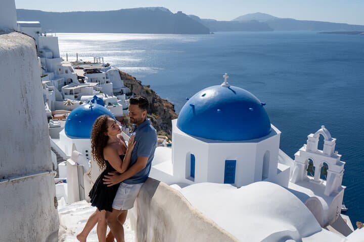 Private Santorini Photo Session in Oia — Capture Blue Domes, Cliffs & Caldera Views