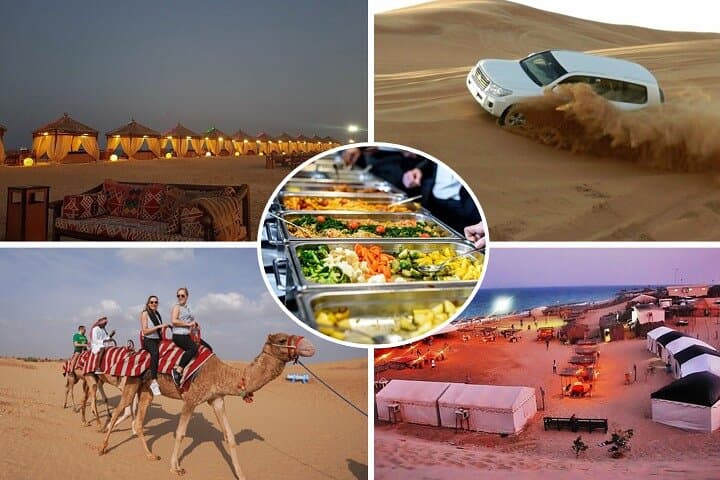 Overnight Desert Safari & Inland Sea Camp: Dune Bashing, Camel Ride & Stargazing