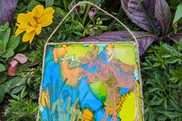 Embossed Alcohol Ink Tile Workshop in Estes Park — DIY Mountain Wall Hanging Class photo 4