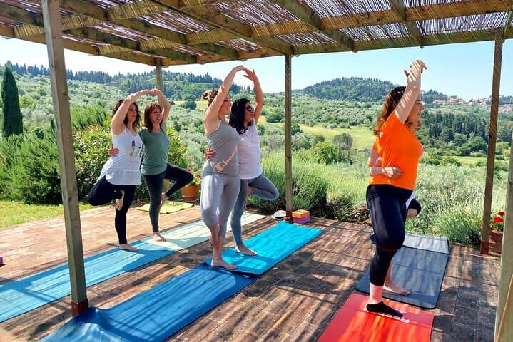 Sunset Yoga in a Tuscan Olive Grove Near Florence