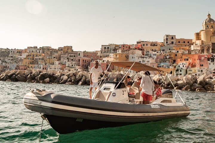 Naples to Ischia & Procida by Inflatable Boat: Thermal Baths, Aragonese Castle & Corricella