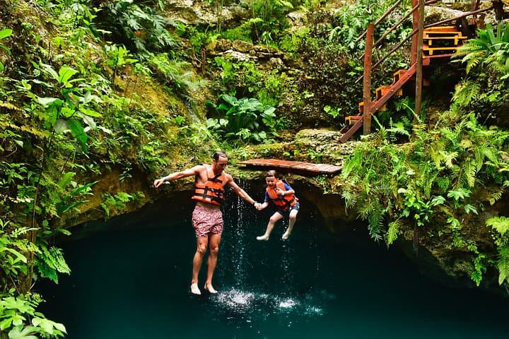 Cenote Triple-Play: Small-Group Waterfall Cenotes, Zipline & Tequila Tasting near Cancun photo 4